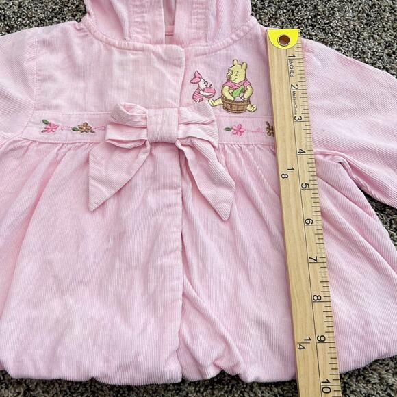 Baby Girl Embroidered Winnie the Pooh Button Up Hooded Jacket Pink Bow - Picture 7 of 7